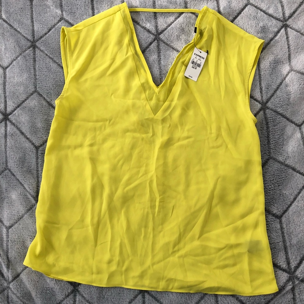 Shear chartreuse blouse